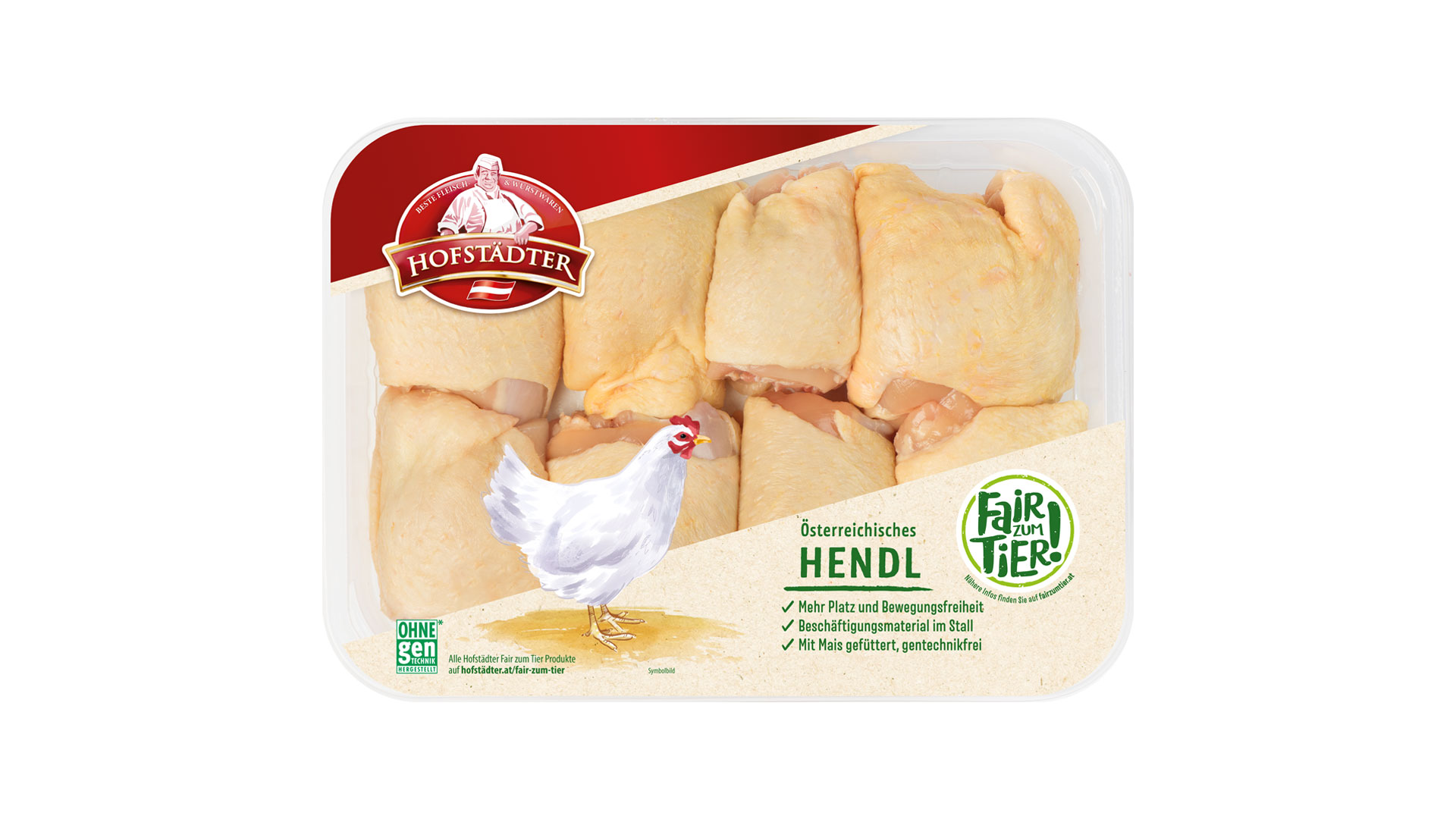 Hofstädter Hendl Oberkeulen mit Haut 8 Stk.